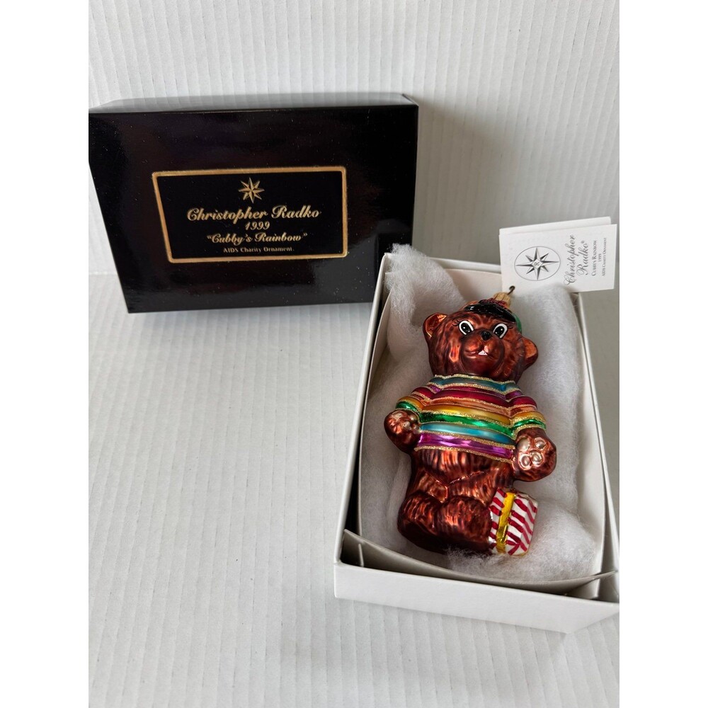 Vtg 1999 Christopher Radko Cubby’s Rainbow Christmas Ornament AIDS Charity NEW